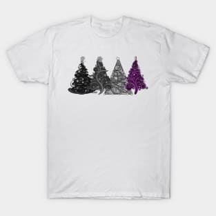 Row of Four Asexual Pride Flag Christmas Trees Vector T-Shirt